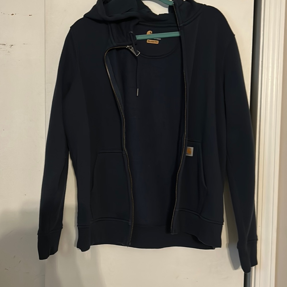 Carhartt women’s relaxed fit navy zip up size large 12/14